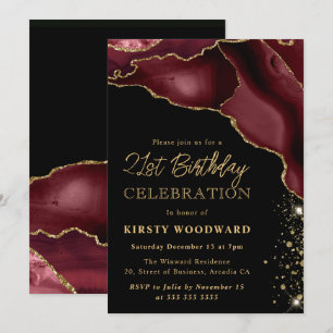 Invitation d'anniversaire 21 ans agate pailletée B