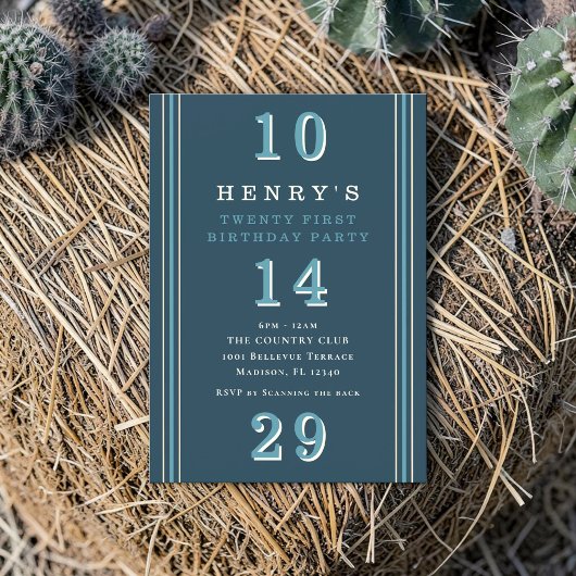 Invitation d'anniversaire 21 ans avec QR Code de l