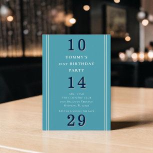 Invitation d'anniversaire 21 ans avec typographie