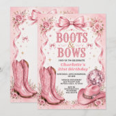 Invitation d'anniversaire 21 ans Boots & Bows (Devant / Derrière)