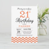 Invitation d'anniversaire 21 ans Chevron Corail (Debout devant)