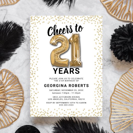 Invitation d'anniversaire 21 ans Classic Gold