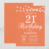 Invitation d'anniversaire 21 ans Corail (Devant / Derrière)
