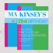 Invitation d'anniversaire 21 ans d'été (Devant / Derrière)