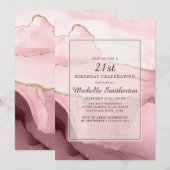 Invitation d'anniversaire 21 ans en marbre/agate o (Devant / Derrière)