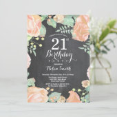 Invitation d'anniversaire 21 ans Fleur de Pêche Bo (Debout devant)