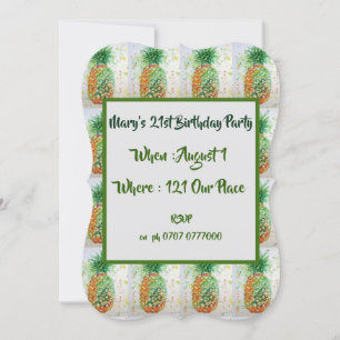 Invitation d'anniversaire 21 ans Fruit Ananas Vert