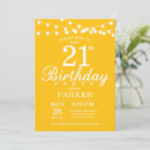 Invitation d'anniversaire 21 ans Jaune (Debout devant)