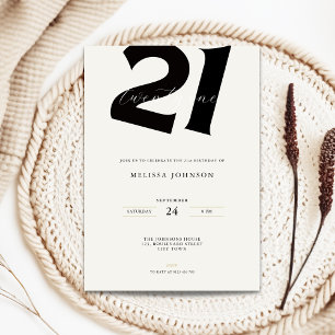 Invitation d'anniversaire 21 ans minimale - Typo g