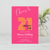 Invitation d'anniversaire 21 ans minimaliste rose  (Debout devant)