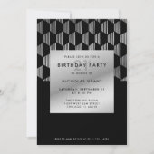 Invitation d'anniversaire 21 ans moderne noir faux (Devant)
