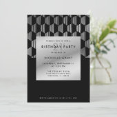 Invitation d'anniversaire 21 ans moderne noir faux (Debout devant)