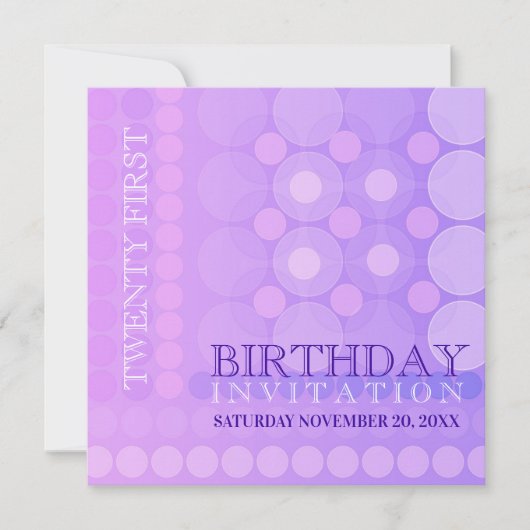 Invitation d'anniversaire 21 ans motif funky point (Devant)