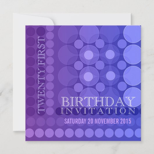 Invitation d'anniversaire 21 ans motif points funk (Devant)