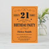 Invitation d'anniversaire 21 ans Noir et Orange (Debout devant)