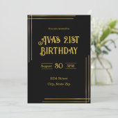Invitation d'anniversaire 21 ans – Noir & Or | Élé (Debout devant)