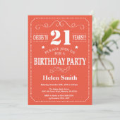 Invitation d'anniversaire 21 ans orange et blanc (Debout devant)