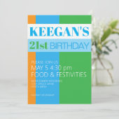 Invitation d'anniversaire 21 ans pour homme (Debout devant)