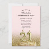 Invitation d'anniversaire 21 ans rose et or pour e (Devant)