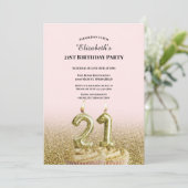 Invitation d'anniversaire 21 ans rose et or pour e (Debout devant)