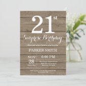 Invitation d'anniversaire 21 ans Rustic Surprise (Debout devant)
