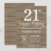 Invitation d'anniversaire 21 ans Rustic Surprise (Devant / Derrière)