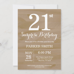 Invitation d'anniversaire 21 ans Rustic Surprise