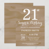 Invitation d'anniversaire 21 ans Rustic Surprise (Devant / Derrière)