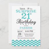 Invitation d'anniversaire 21 ans surprise Chevron (Devant)