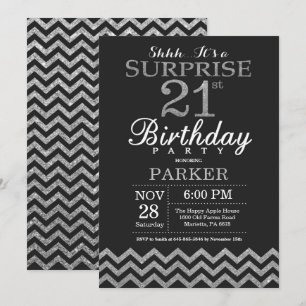 Invitation d'anniversaire 21 ans surprise paillett