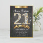 Invitation d'anniversaire 21 ans tableau noir diam (Debout devant)