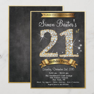Invitation d'anniversaire 21 ans tableau noir diam