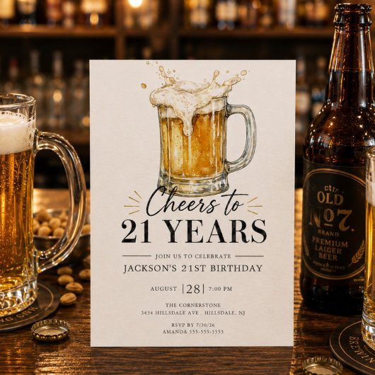 Invitation d'anniversaire 21 ans "Tchin"
