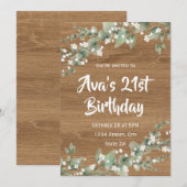 Invitation d'anniversaire 21 ans – Verdure rustiqu (Devant / Derrière)