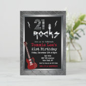 Invitation d'anniversaire 21 Rocks Rockstar Guitar (Debout devant)