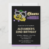 Invitation d'anniversaire 22 ans bière verte noire (Devant)