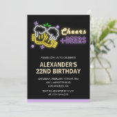 Invitation d'anniversaire 22 ans bière verte noire (Debout devant)
