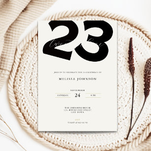 Invitation d'anniversaire 23 ans minimale - Typo g