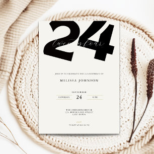Invitation d'anniversaire 24 ans minimale - Typo g