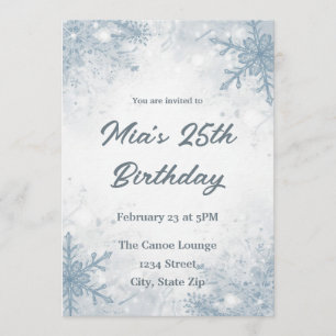 Invitation d'anniversaire 25 ans d'hiver – Flocons