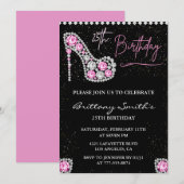 Invitation d'anniversaire 25 ans Diamond Glam Rose (Devant / Derrière)