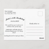 Invitation d'anniversaire 25 ans or bleu royale (Dos)