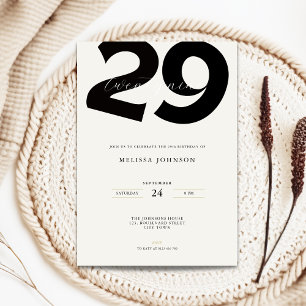 Invitation d'anniversaire 29 ans minimale - Typo g