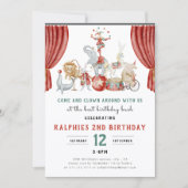 Invitation d'anniversaire 2 ans Animaux de Cirque (Devant)