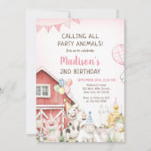 Invitation d'anniversaire 2 ans Animaux de la ferm (Devant)