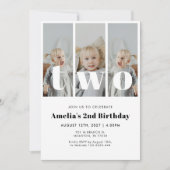 Invitation d'anniversaire 2 ans avec photo (Devant)
