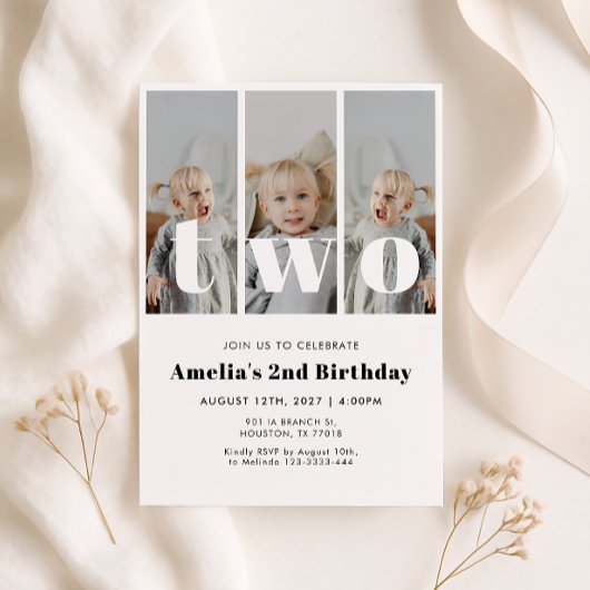 Invitation d'anniversaire 2 ans avec photo