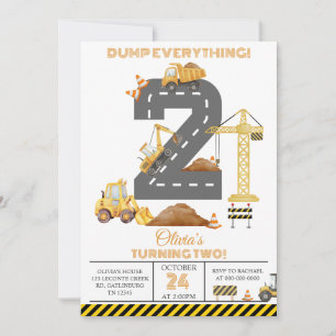 Invitation d'anniversaire 2 ans Camion de Construc