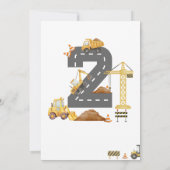 Invitation d'anniversaire 2 ans Camion de Construc (Dos)