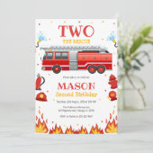 Invitation d'anniversaire 2 ans Camion de pompiers (Debout devant)